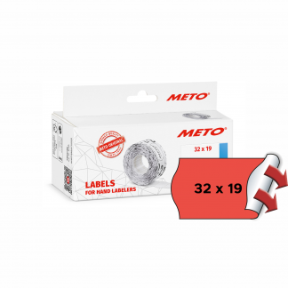 METO etiket perm 32x19 neonr&oslash;d(5rl/1000)