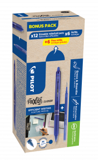 Frixion Clicker m/klik 0,7 bonuspak blå 12 pen + 12 refiller