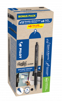 Frixion Clicker m/klik 0,7 bonuspak sort 12 pen + 12 refille