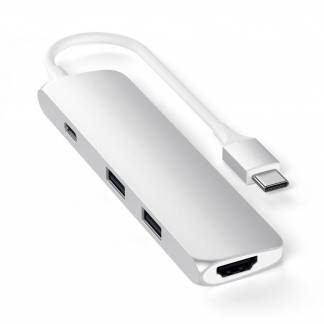 Satechi Slim Aluminum Type-C Multi-Port Adapter 4K, Silver