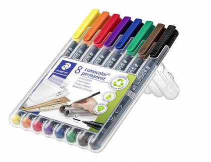 STAEDTLER Lumocolor Fiberspidspen Sort Bl&aring; Brun Gr&oslash;n Orange Lilla R&oslash;d Gul