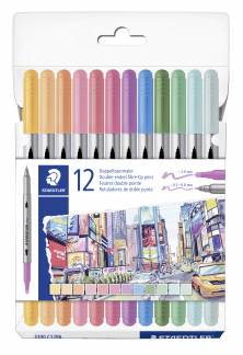 STAEDTLER Fiberpen tusser dobbelt pastel farver ass (12)