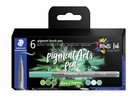 Brush pen Pigment Arts ass gr&oslash;n/turkis (6)