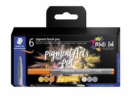Brush pen Pigment Arts ass gr&aring;/karamel (6)