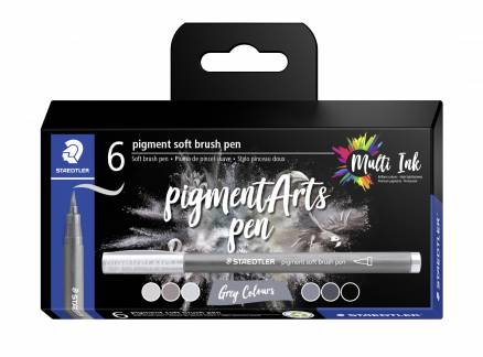 Brush pen Pigment Arts soft ass gr&aring;/sort (6)