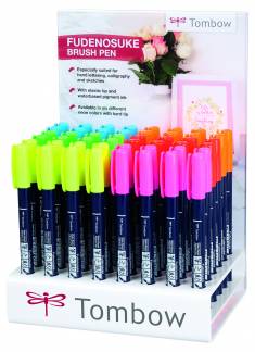 Tombow Marker Fudenosuke h&aring;rd display neon (48)