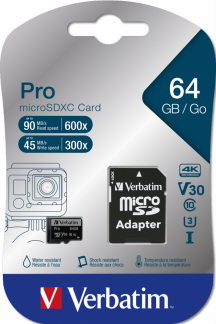 Micro SDXC Card PRO U3 Class 10 A2 512GB w/adaptor