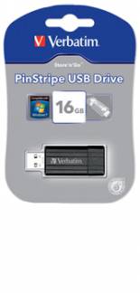 Verbatim PinStripe USB Drive 16GB USB 2.0 Sort