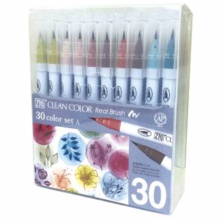 Zig Clean Color Pensel Pen S&aelig;t A m 30stk