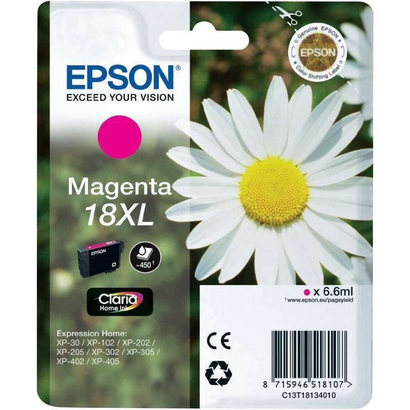 Epson 18XL Magenta 450 sider Bl&aelig;k C13T18134012