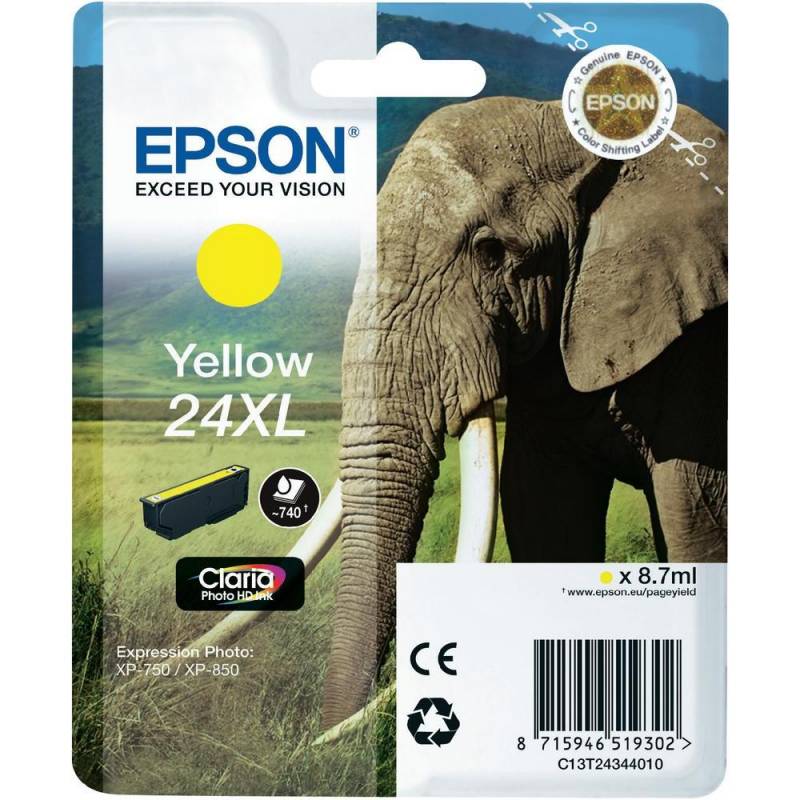 Epson 24XL Gul 740 sider Bl&aelig;k C13T24344012