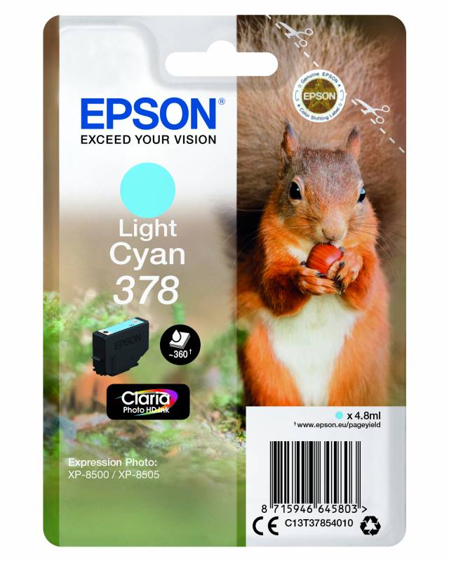 Epson 378 Lys cyan 360 sider Bl&aelig;k C13T37854010