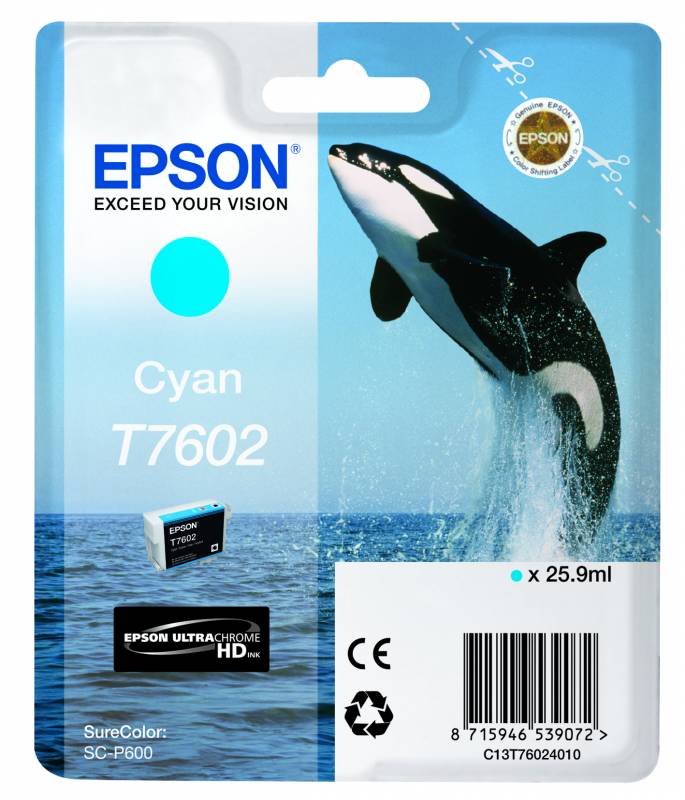 Epson T7602 Cyan Bl&aelig;k C13T76024010