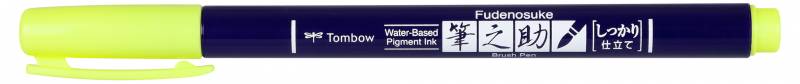 Tombow Marker Fudenosuke h&aring;rd neon gul