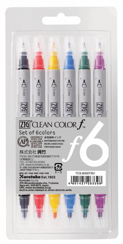 ZIG Clean Color f - S&aelig;t m.6 farver