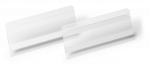Lagerlomme/etiketholder selvklæbende hard cover 150x67 mm Lagerlomme/etiketholder i PET-plast monteret med selvklæbende tapestrimler på bagsiden. Til brug på f.eks. butiks- og lagerreoler.