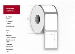  Label 70x10 - Core 25. White. 
