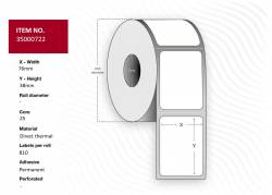  Label 76x38 - Core 25. White. 