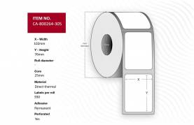  Label 102 x 76mm, Core 25mm, 