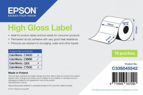 Epson Pressestempel skæreetikette 76 x 51 mm 610etikette(r) C33S045542