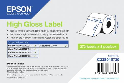 Epson Pressestempel sk&aelig;reetikette 105 x 210 mm 273etikette(r) C33S045730