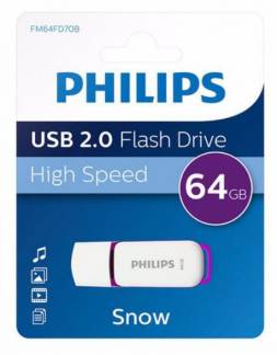 Philips FM64FD70B Snow edition 2.0 64GB USB 2.0 USB stick Lilla Hvid