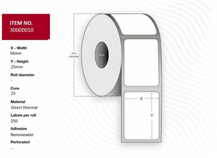  Label 56x25mm. - Core 25. 