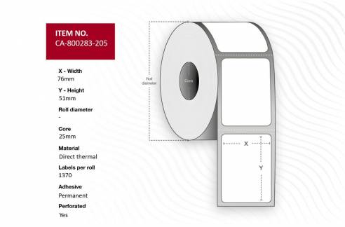  Label 76 x 51mm, core 25mm, 