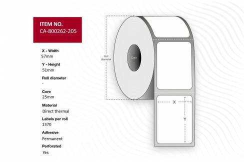  Label 57 x 51mm, Core 25mm, 