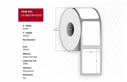  Label 51 x 25mm, Core 25mm, 