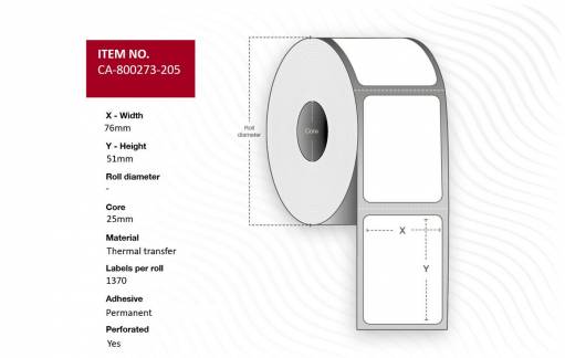  Label 76x51mm, Core 25mm, 