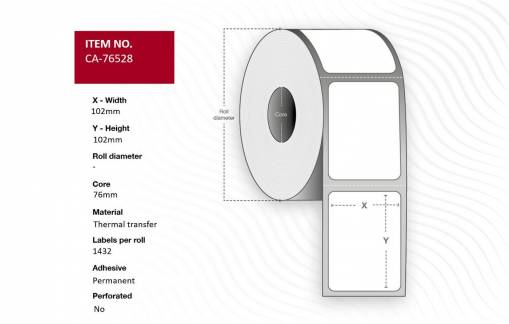  Label 102 x 102mm, Core 76mm, 