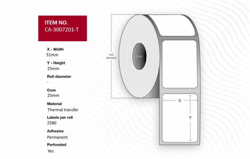  Label 51 x 25mm, Core 25mm, 