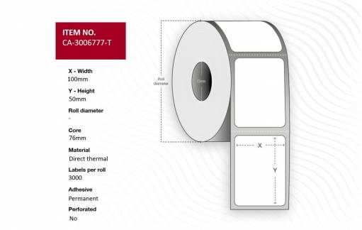  Label 100 x 50mm, Core 76mm, 