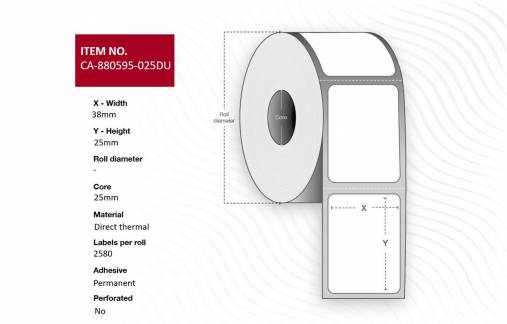  Label 38 x 25mm, Core 25mm, 