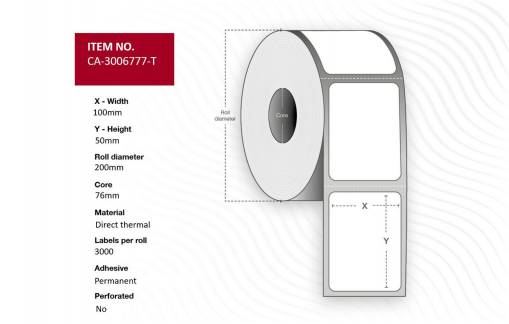  Label 100 x 50mm, Core 76mm, 