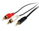 StarTech.com 3 ft Stereo Audio Cable - 3.5mm Male to 2x RCA Male - heaDPhone jack to RCA - Mini jack to RCA - 3.5mm to RCA (MU3MMRCA) Audiokabel Sort 92cm