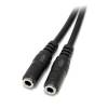 StarTech.com 3.5mm Audio Extension Cable - Slim Audio Splitter Y Cable and Headphone Extender - Male to 2x Female AUX Cable (MUY1MFFS) Lydsplitter Sort 20cm