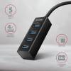 Axagon HUE-M1C interface hub USB 3.2 Gen 1 (3.1 Gen 1) Type-C 5000 Mbit/s Sort