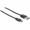 Manhattan USB-C to USB-A Cable, 1m, Male to Male, Black, 480 Mbps (USB 2.0), Hi-Speed USB, Lifetime Warranty, Polybag USB Type-C kabel 1m Sort