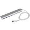 StarTech.com 7 Port Compact USB 3.0 Hub Built-in Cable - Aluminum USB Hub - Silver USB3 Hub 20W Power Adapter (ST73007UA) USB sharing switch til periferiudstyr 7 porte USB