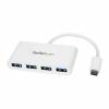 StarTech.com 4 Port USB C Hub 4x USB-A (USB 3.0 SuperSpeed 5Gbps) - USB Bus Powered - Portable/Laptop USB Type-C Adapter Hub - White (HB30C4ABW) Hub 4 porte USB