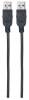 Manhattan USB-A to USB-A Cable, 1m, Male to Male, 480 Mbps (USB 2.0), Hi-Speed USB, Black, Lifetime Warranty, Polybag USB-kabel 1m Sort