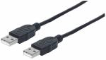 Manhattan USB-A to USB-A Cable, 1m, Male to Male, 480 Mbps (USB 2.0), Hi-Speed USB, Black, Lifetime Warranty, Polybag USB-kabel 1m Sort