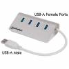 Manhattan USB-A 4-Port Hub, 4x USB-A Ports, 5 Gbps (USB 3.2 Gen1 aka USB 3.0), Bus Powered, Fast charging up to 0.9A, SuperSpeed USB, Aluminium Housing, Windows and Mac, Silver, Three Year Warranty, Blister S&oslash;lv