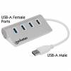 Manhattan USB-A 4-Port Hub, 4x USB-A Ports, 5 Gbps (USB 3.2 Gen1 aka USB 3.0), Bus Powered, Fast charging up to 0.9A, SuperSpeed USB, Aluminium Housing, Windows and Mac, Silver, Three Year Warranty, Blister S&oslash;lv