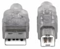 Manhattan USB 2.0 USB-kabel 3m S&oslash;lv Transparent