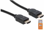 Manhattan HDMI Cable with Ethernet, 4K@60Hz (Premium High Speed), 3m, Male to Male, Black, Ultra HD 4k x 2k, Fully Shielded, Gold Plated Contacts, Lifetime Warranty, Polybag HDMI-kabel med Ethernet 3m Sort