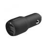 DUAL USB-A CAR CHARGER 12W X2 BLK