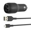 DUAL USB-A CAR CHARGER 12W X2 BLK